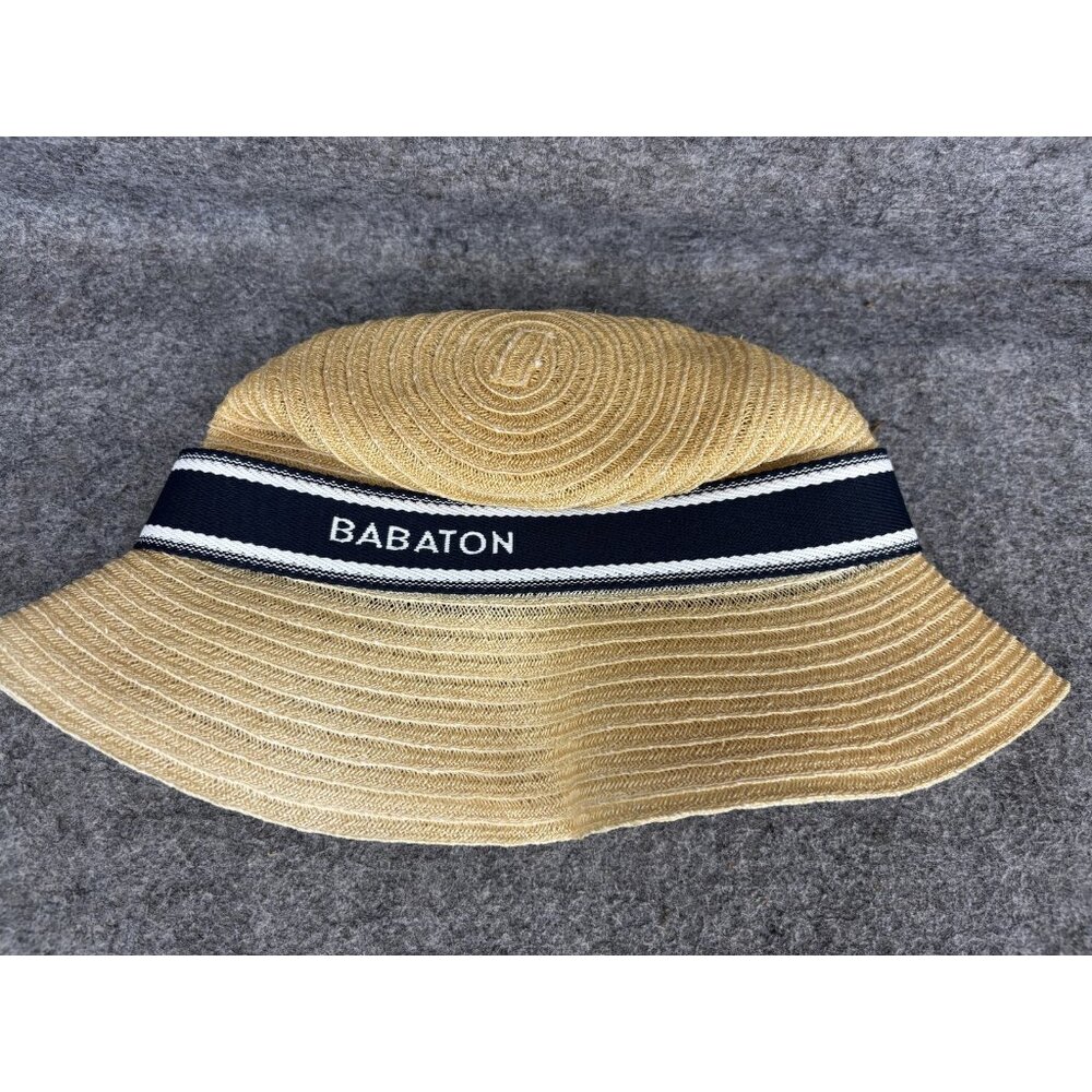 Babaton Hat Bucket Fitted Womens S/M Sand Dune White Straw Sun Wide Brim